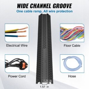 3 piece cable protection ramp set, supports up to 2,000 lbs per axle, durable cord protection for high foot traffic areas, suitable for indoors and outdoors, ideal for office, home, warehouse