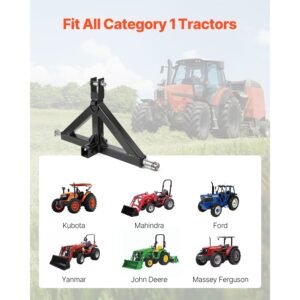 3 point hitch receiver with 2 in receiver, 3pt quick hitch attachment, 3,000 lbs capacity, heavy duty tractor tow drawbar adapter, compatible with kubota, mahindra, john deere, massey ferguson