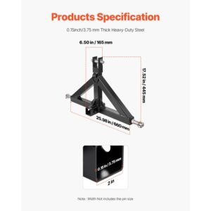 3 point hitch receiver with 2 in receiver, 3pt quick hitch attachment, 3,000 lbs capacity, heavy duty tractor tow drawbar adapter, compatible with kubota, mahindra, john deere, massey ferguson
