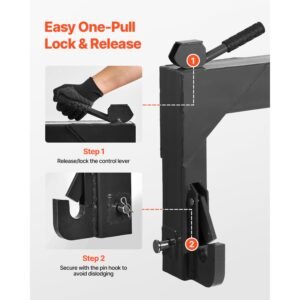 3 point quick hitch with 2 in receiver, 3000 lbs lift capacity, 3 pt hitch with 5 level adjustable bolt, adaptation to category 1 & 2 tractor, heavy duty 3 point attachments, black