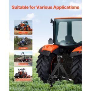 3 point trailer hitch 2 in receiver, 3pt quick hitch attachment with 3 trailer balls, tractor tow drawbar adapter, compatible with kubota, mahindra, ford, yanmar, john deere, massey ferguson