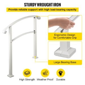3 step handrails for outdoor steps fits 1 or 3 steps matte white stair rail wrought iron handrail with installation kit hand rails for outdoor step