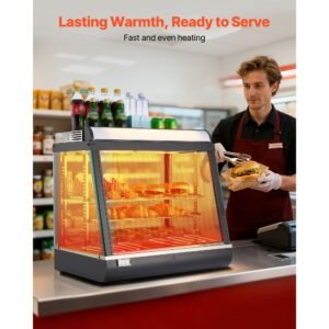 3 tier commercial food warmer display, 1200w food display warmer with led light, top storage and adjustable shelves, 86 185 fahrenheit steam heating, 75l for hamburger, pizza, bread