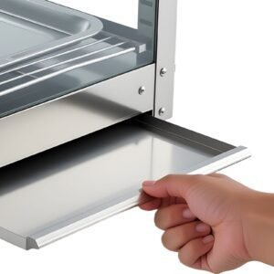 3 tier commercial food warmer display, 800w food display warmer with led light, adjustable shelf and stainless steel frame, 86 185 f air heating, 34l for hamburger, pizza, bread, fried chicken