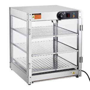 3-Tier Commercial Food Warmer Display, 800W Food Display Warmer with Light to Enhance Food Display, 86-185 F Temperature Control, 90L Large Capacity for Hamburger, Pizza, Bread, Fried Chicken