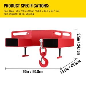 3 tonne large forklift lifting hook attachment 3000kg telehandler crane jib test cert