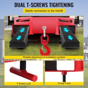 3 tonne large forklift lifting hook attachment 3000kg telehandler crane jib test cert