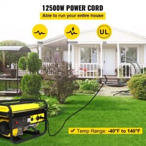 30' 50a rv camp power cord generator cord 6/3 + 8/1 awg nema 14 50p to bare wire