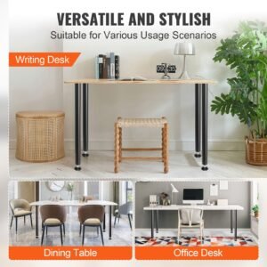 30 inch adjustable desk legs, reinforced steel office table furniture legs set of 4 for diy, 1200 lbs load capacity heavy duty desk legs, quick instalation legs with adjustable foot cup black