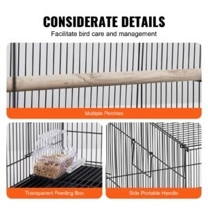 30 inch bird cage, metal large parakeet cages for cockatiels small parrot budgies lovebirds canaries, pet bird cage with rolling stand and tray