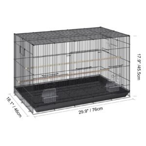 30 inch bird cage, metal large parakeet cages for cockatiels small parrot budgies lovebirds canaries, pet bird cage with rolling stand and tray