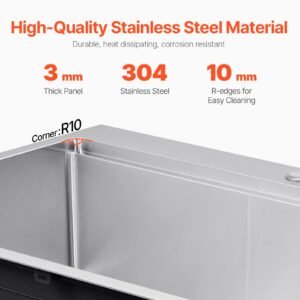 30 inch kitchen sink workstation, 304 stainless steel top mount sinks, drop in single bowl farmhouse basin with ledge & multiple accessories, household dishwasher sink for rv, prep kitchen, bar
