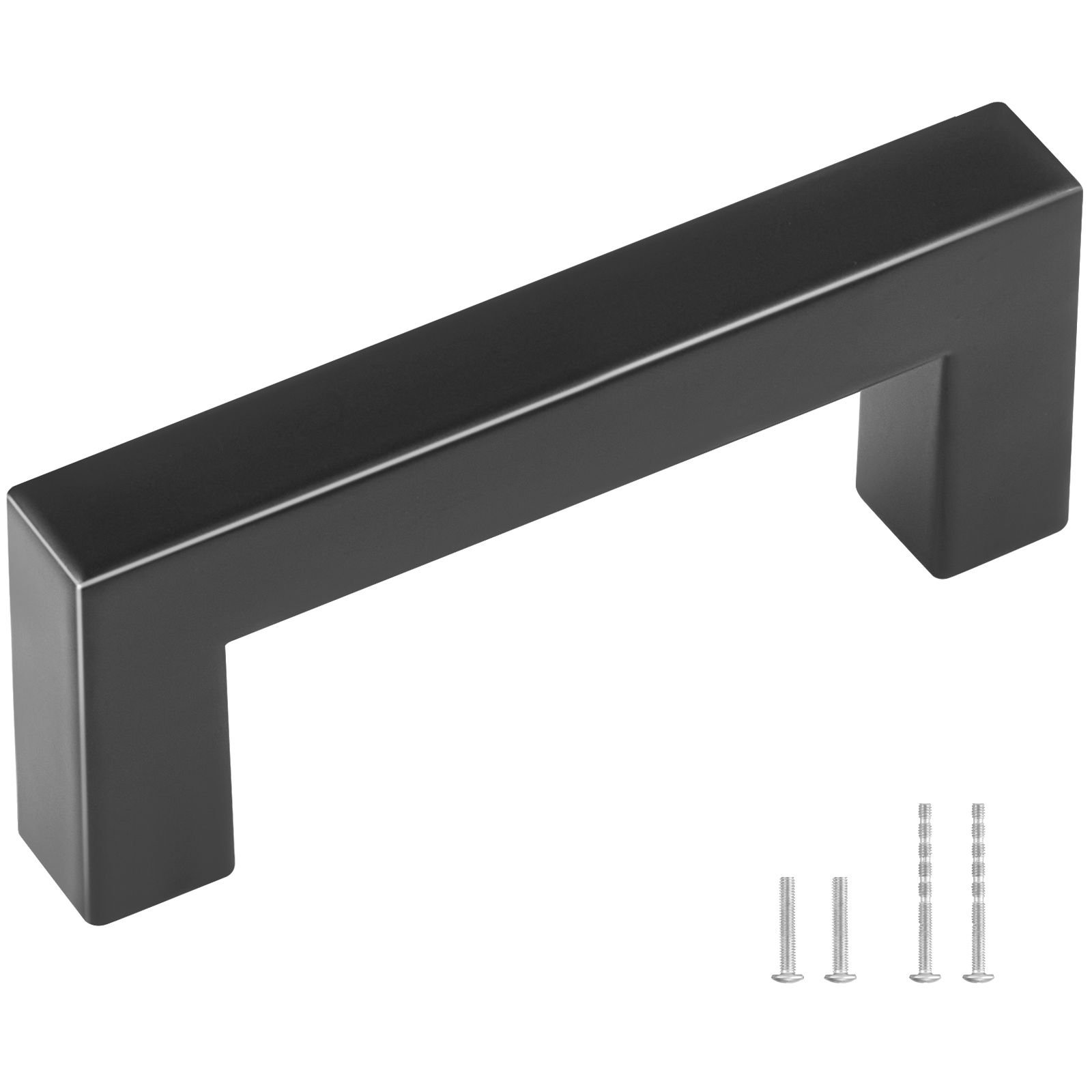 30 pack cabinet pulls, 3in / 76mm center to center slim square kitchen cabinet drawer, stainless steel modern kitchen cupboard door handles for kitchen bathroom bar hardware matte black
