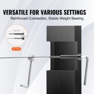 30 pack invisible cable railing kit, t316 stainless steel 1/8" invisible receiver and swage stud end for cable railing, swage tensioner 1/8" for wood/metal post, cable railing hardware, black