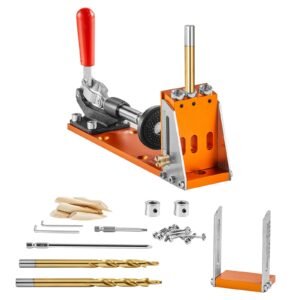 30 Pcs Pocket Hole Jig Kit, Adjustable & Easy to Use Pocket Hole Jig System with Step Drills, Drill Stop Rings, Wrenches, and Square Drive Bits, Dual Scale Marks for DIY Carpentry Projects