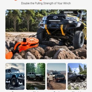 30 t snatch block for winch recovery, 66,000 lbs break strength pulley system with 0.4" 0.55" rope, heavy duty offroad recovery accessory for towing & recovery on truck, tractor, atv & utv