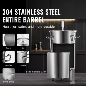 304 stainless steel kettle, 8 gallon beer brew fermentor, brew bucket fermentor for brewing, home brewing supplies with base, kettle stock pot includes lid, handle, valve, spigot, thermometer
