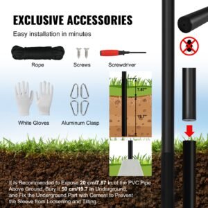 30ft sectional flag pole kit, heavy duty aluminum alloy in ground flag poles for outside, 3 display modes flagpole with 3x5 american flag, professional accessories, black