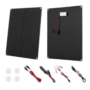 30W 12V Solar Panel Battery Charger, Solar Battery Trickle Charger Maintainer with Built-in Smart Controller & 3 Connection Cables, IP67 Waterproof Portable for RV Car Motorcycle Boat Van Camper