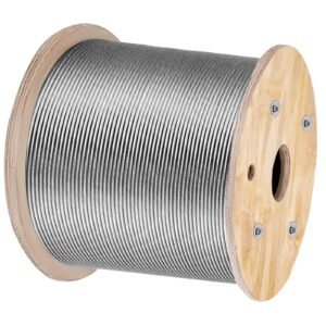 316 stainless steel cable 1/8" 1x19 steel cable wire rope 150m/500ft cable railing transport wire rope cable for railing decking diy balustrade(150m)