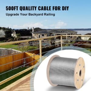 316 Stainless Steel Cable 1/8" 1x19 Steel Cable Wire Rope 150M/500FT Cable Railing Transport Wire Rope Cable for Railing Decking DIY Balustrade(150M)
