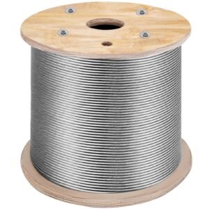 316 stainless steel cable 1/8" 1x19 steel cable wire rope 150m/500ft cable railing transport wire rope cable for railing decking diy balustrade(150m)