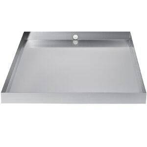 32 x 30 x 2.5 Inch Washing Machine Pan 18 GA Thickness 304 Stainless Steel Heavy Duty Compact Washer Drip Tray with Drain Hole & Hose Adapter