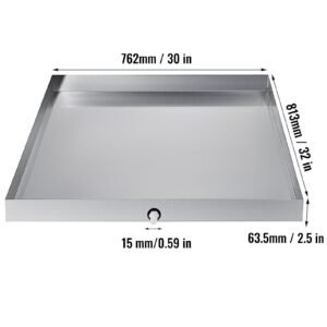 32 x 30 x 2.5 inch washing machine pan 18 ga thickness 304 stainless steel heavy duty compact washer drip tray with drain hole & hose adapter