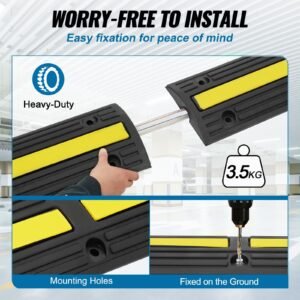 3.28 ft cable protector ramp, 4 pack of 1 channel, 18000 lbs/axle capacity heavy duty rubber speed bumps, floor cord cable protector wire cover, for residential areas, private garages, gardens