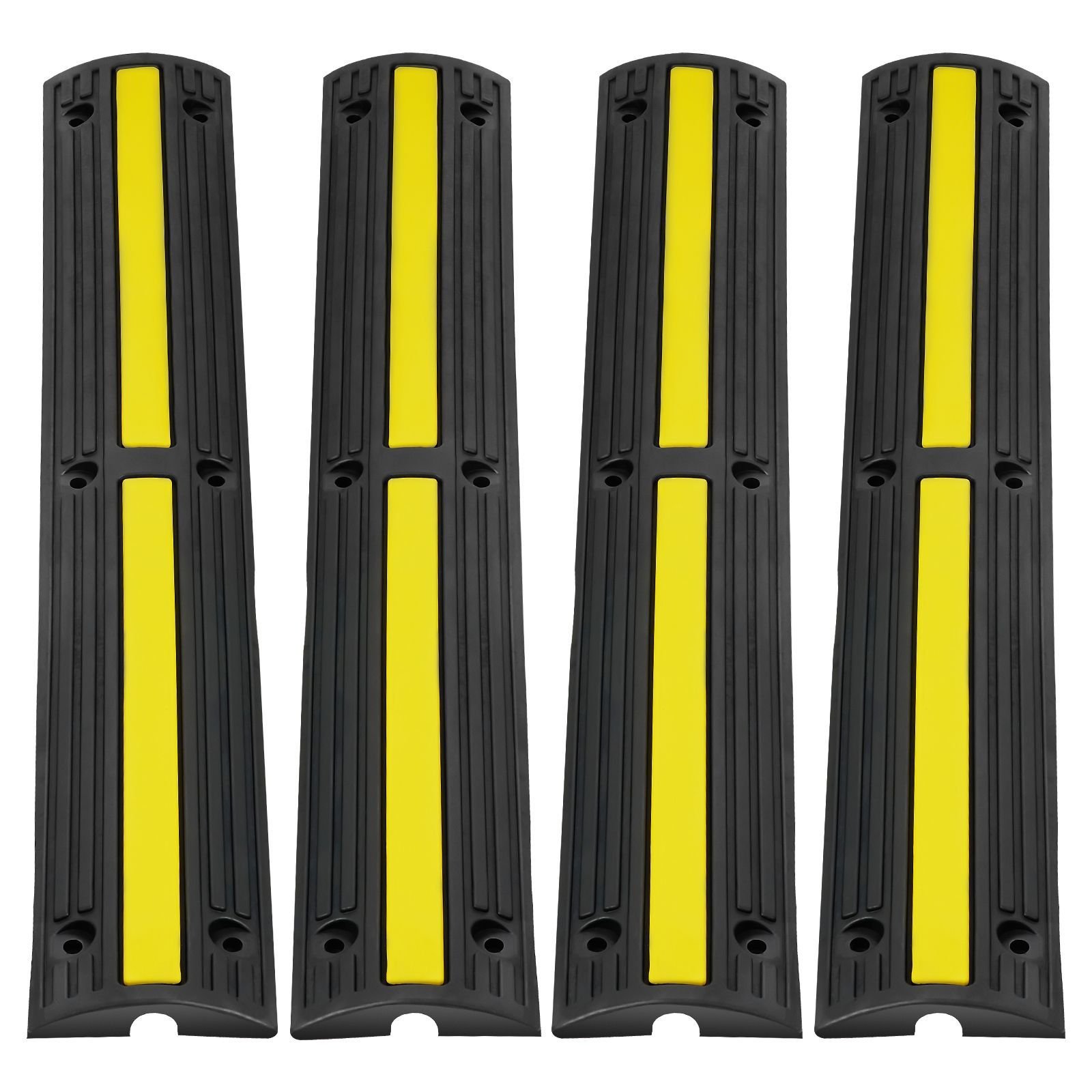 3.28 ft cable protector ramp, 4 pack of 1 channel, 18000 lbs/axle capacity heavy duty rubber speed bumps, floor cord cable protector wire cover, for residential areas, private garages, gardens