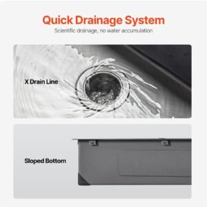 33 inch kitchen sink workstation, 304 stainless steel top mount sinks, drop in single bowl farmhouse basin with accessories, household dishwasher sinks for rv, prep kitchen, and bar (black)