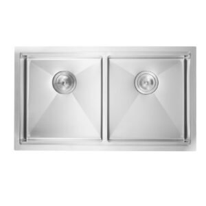 33 inch kitchen sink workstation, 304 stainless steel undermount sink, drop in double bowl farmhouse basin with ledge & multiple accessories, household dishwasher sinks for rv, prep kitchen, bar