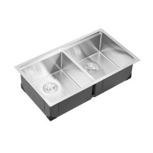 33 inch kitchen sink workstation, 304 stainless steel undermount sink, drop in double bowl farmhouse basin with ledge & multiple accessories, household dishwasher sinks for rv, prep kitchen, bar