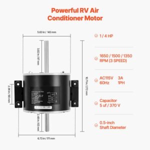 3315332005 rv ac fan motor replacement genteq f48af70a61 dometic brisk air ii fan motor compatible with dometic brisk air ii b57915 b59516 b59146 b59186 14hp ac115v 3a 1650rpm 3 speeds 3.jpg