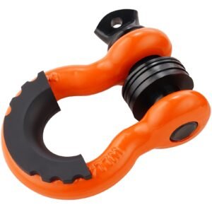 3/4" d ring shackle, 2 pack alloy steel shackles 62832 lbs (28.5 ton) break strength with 7/8" screw pin, isolators & washers, heavy duty off road vehicle recovery shackle for jeep truck, orange