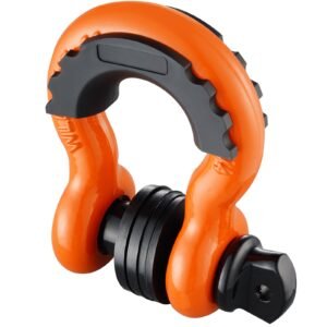 3/4" d ring shackle, 2 pack alloy steel shackles 62832 lbs (28.5 ton) break strength with 7/8" screw pin, isolators & washers, heavy duty off road vehicle recovery shackle for jeep truck, orange