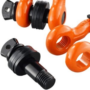 3/4" d ring shackle, 2 pack alloy steel shackles 62832 lbs (28.5 ton) break strength with 7/8" screw pin, isolators & washers, heavy duty off road vehicle recovery shackle for jeep truck, orange