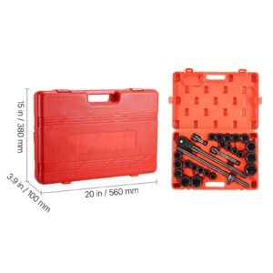 3/4 in drive impact socket set, 27 pieces sae 7/8 in to 2 in and metric 22 mm to 50 mm, 6 point cr v alloy steel for auto repair, includes extension bars, ratchet handle and storage case