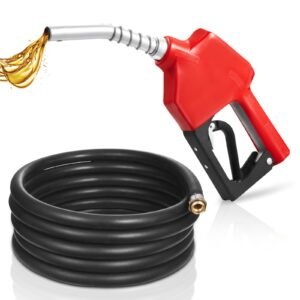 3/4-Inch NPT Automatic Fuel Nozzle, Max Flow Rate 11.8 GPM, Auto Shut Off Diesel Gas Pump Nozzle with 3-Speed Trigger Lock & 13/16-Inch (OD=20 mm) Spout for Gasoline, Diesel, Kerosene, Red