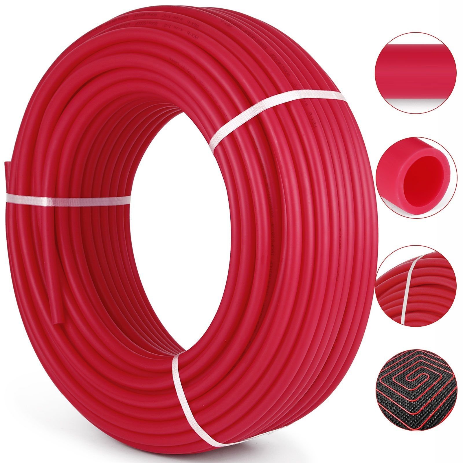3/4" x 500ft pex tubing oxygen barrier o2 evoh pex b red hydronic radiant floor heat heating system pex pipe pex tube (3/4" o2 barrier, 500ft/red)