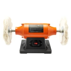 3/4hp bench buffer polisher, 8 inch bench polishing buffing machine, 3450rpm single speed benchtop polisher with 2pcs cloth wheels & cast iron base for metal, jewelry, wood polishing