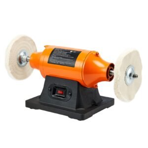 3/4hp bench buffer polisher, 8 inch bench polishing buffing machine, 3450rpm single speed benchtop polisher with 2pcs cloth wheels & cast iron base for metal, jewelry, wood polishing
