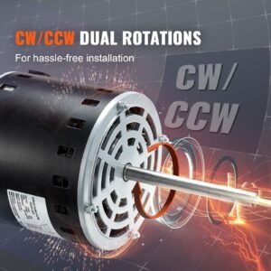 3/4hp furnace blower motor, 208/230v 3.85amps, 1075rpm 5 speeds, cw/ccw rotation, 48 frame 4.8" shaft length, 10μf/450v capacitor + 11" hold hoop