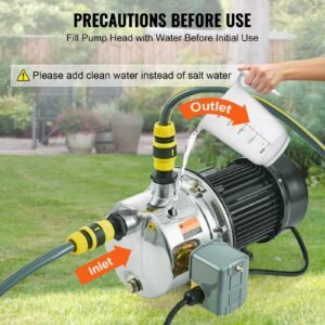 3/4hp sus304 stainless steel shallow well jet pump, 115 volt, 18.5 gpm 131 ft maximum head irrigation water pump, for agricultural garden irrigation system high rise water supply shower booster