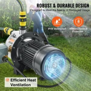 3/4hp sus304 stainless steel shallow well jet pump, 115 volt, 18.5 gpm 131 ft maximum head irrigation water pump, for agricultural garden irrigation system high rise water supply shower booster