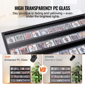 36 graded sports card display case, 30.5x24.3x2.1 in, baseball card display frame with 98% uv protection clear view pc glass, lockable wall cabinet for football basketball hockey trading card