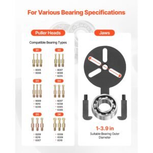 36 in 1 bearing puller set, 36 pcs 3 jaw hook puller for internal external bearings and bearing without inner shaft, multifunctional bearing removal tool with heavy duty portable storage case