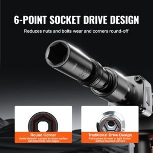 360 degree swivel impact socket set, 3/8" socket set 14pcs deep universal metric 10 19mm, 6 point cr mo alloy steel for auto repair, easy to read size markings, rugged construction, storage case