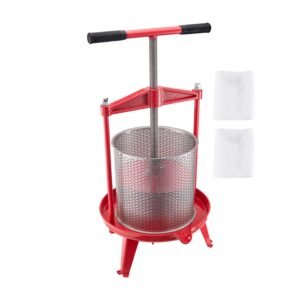 3.69 Gal/14L Fruit Wine Press, Stainless Steel Basket with Cross-beam and Triangular Structure, Manual Juice Maker, Cider Apple Grape Tincture Making Press with T-Handle for Kitchen Home