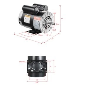 3.7hp air compressor motor, 3450rpm electric motor, 230v 17.2 amps, 5/8" keyed shaft 56 frame, 1.88" shaft length, single phase, ccw/cw rotation (factory setting is ccw)